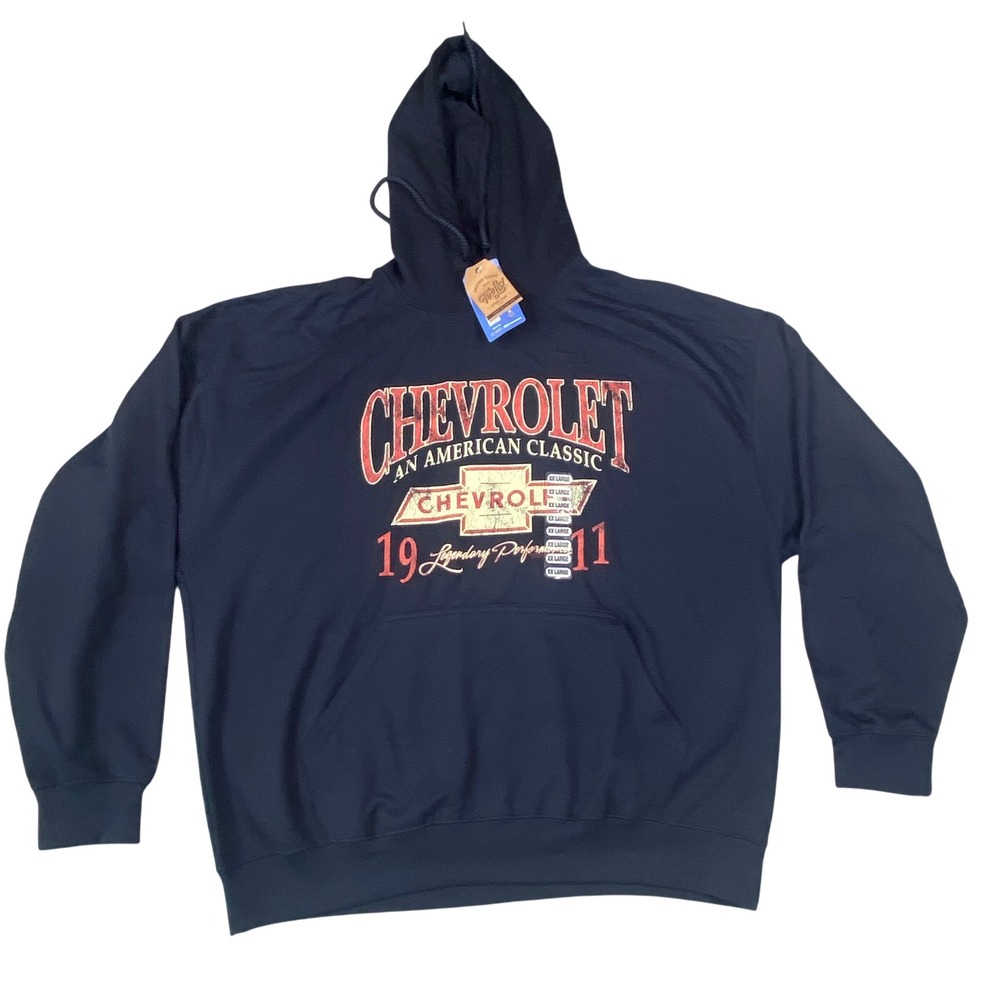 Tee Luv‎ Chevrolet An American Classic Navy Blue Hoodie Mens 2XL NWT GM Licensed